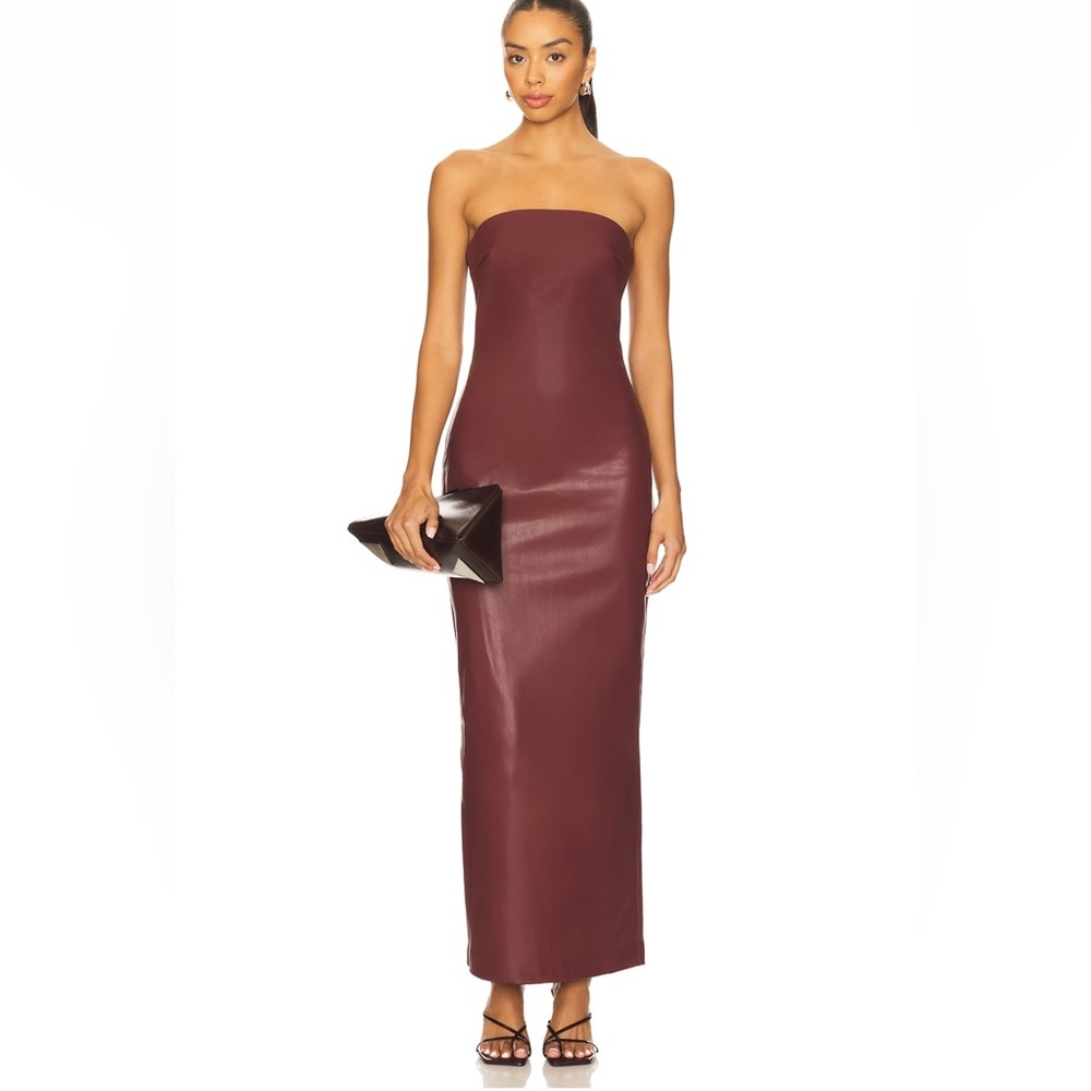 NAKEDVICE The Allegra‎ Dress Faux Leather Maroon